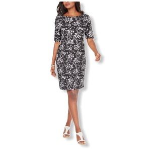 Kendra Scott Black and White Floral Midi Dress
